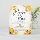 Mama Bee Summer Hive Bumblebee Script Baby Shower 招待状 (スタンド正面)