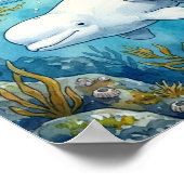 Mama Beluga Whale and Calf Nursery ポスター (角)