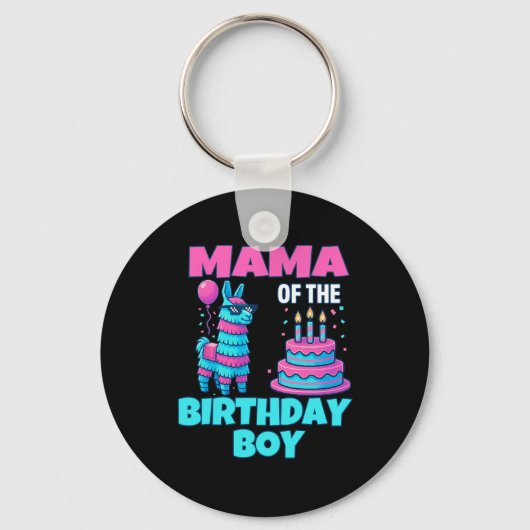Mama Birthday Boy Llama Pinata Party Family Mathin キーホルダー (正面)