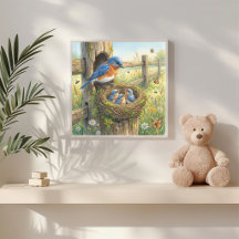 Mama Bluebird and Her Chicks Nursery