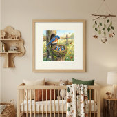 Mama Bluebird and Her Chicks Nursery ポスター