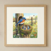 Mama Bluebird and Her Chicks Nursery ポスター