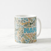 Mama Boho Pastel Green Floral 3D Pattern コーヒーマグカップ (正面右)