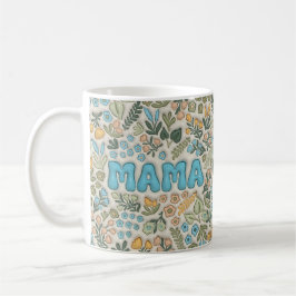 Mama Boho Pastel Green Floral 3D Pattern コーヒーマグカップ