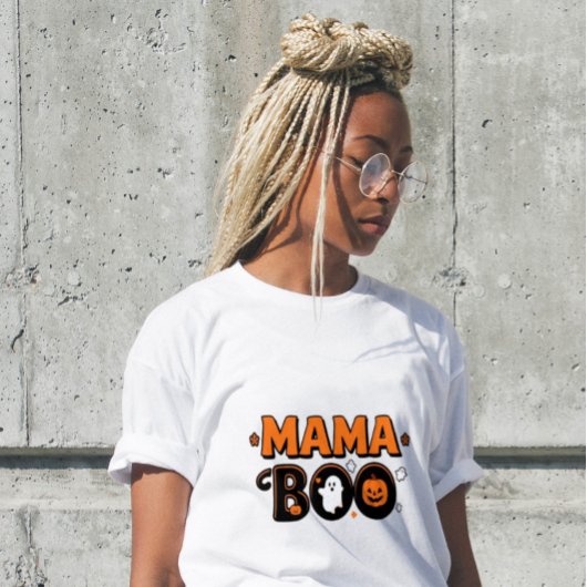 Mama Boo Orange Black Halloween Family Matching トライブレンドTシャツ