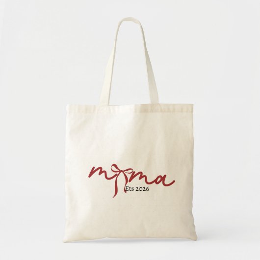 Mama Bow Tote Bag 2026 – Cute Minimalist Mama Bag, トートバッグ (正面)