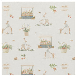 Mama Bunny and baby Easter nursery Farm print ファブリック