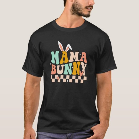 Mama Bunny Rabbit Eggs Hunting Groovy Happy Easter Tシャツ (正面)