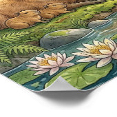 Mama Capybara and Babies Nursery ポスター (角)