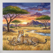 Mama Cheetah and Cubs Nursery ポスター (正面)