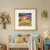 Mama Cheetah and Cubs Nursery ポスター