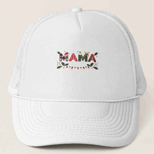 Mama Claus Christmas – Cute Festive Holiday Typogr キャップ (正面)