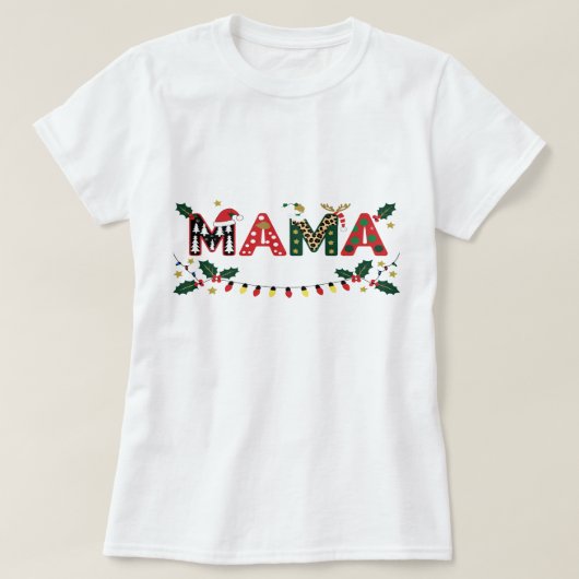 Mama Claus Christmas – Cute Festive Holiday Typogr Tシャツ (デザイン正面)