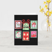 Mama Claus Christmas Mom Stamp Bow Pajama Matching カード (黄色い花)