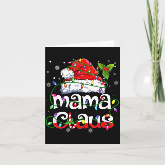 Mama Claus Shirt Christmas Lights Pajama Family Ma カード (正面)