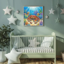 Mama Crab and Babies Nursery ポスター