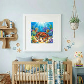 Mama Crab and Babies Nursery ポスター