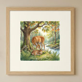 Mama Deer and Her Fawn Nursery ポスター