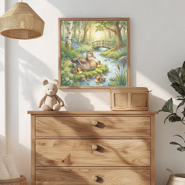 Mama Duck and Ducklings Nursery ポスター