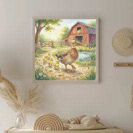 Mama Duck and Ducklings Nursery ポスター