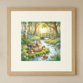 Mama Duck and Ducklings Nursery ポスター
