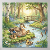 Mama Duck and Ducklings Nursery ポスター (正面)
