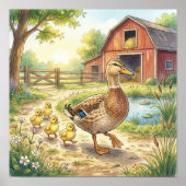 Mama Duck and Ducklings Nursery ポスター (正面)
