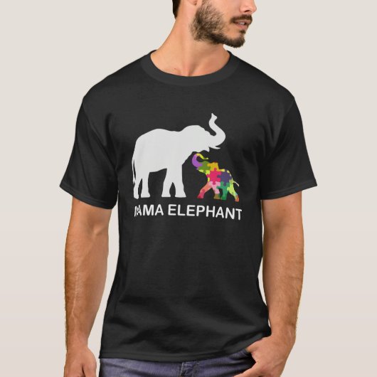 Mama Elephant Autism Awareness Love Support Mom Mo Tシャツ (正面)
