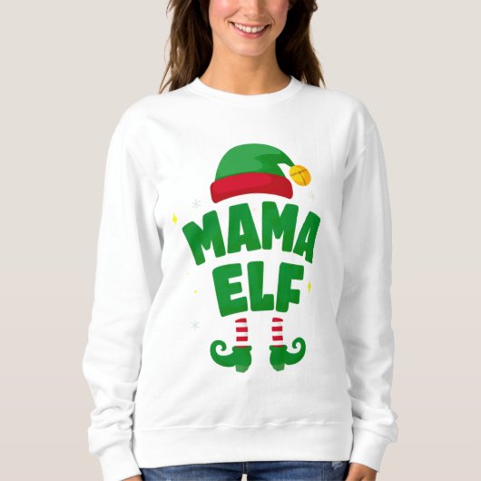 Mama Elf Matching Family Christmas Design スウェットシャツ (正面)