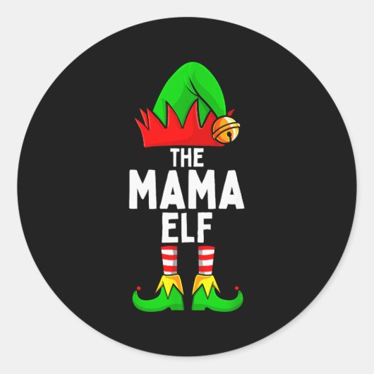 Mama Elf Matching Family Christmas Women  ラウンドシール (正面)
