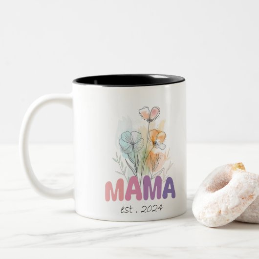 Mama Est 2024 Mothers Day ツートーンマグカップ (ドーナツ)