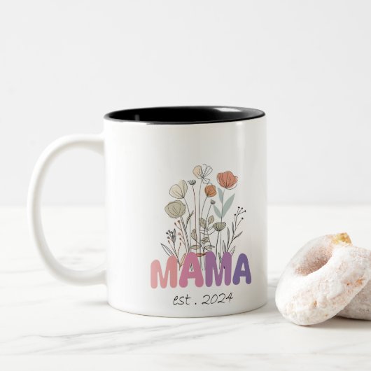Mama Est 2024 Mothers Day ツートーンマグカップ (ドーナツ)