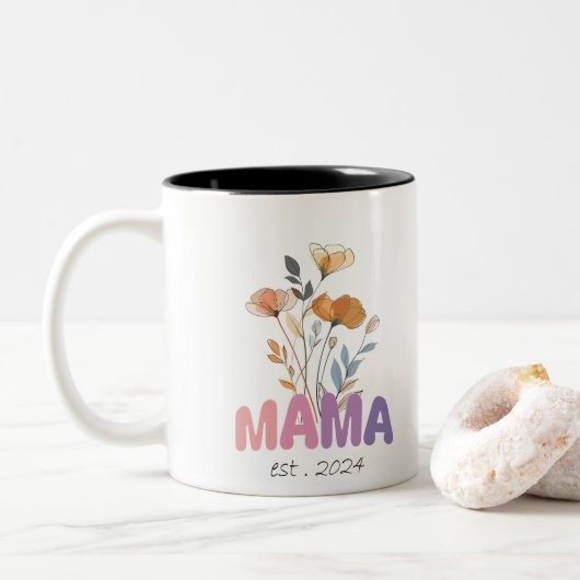Mama Est 2024 Mothers Day ツートーンマグカップ (ドーナツ)
