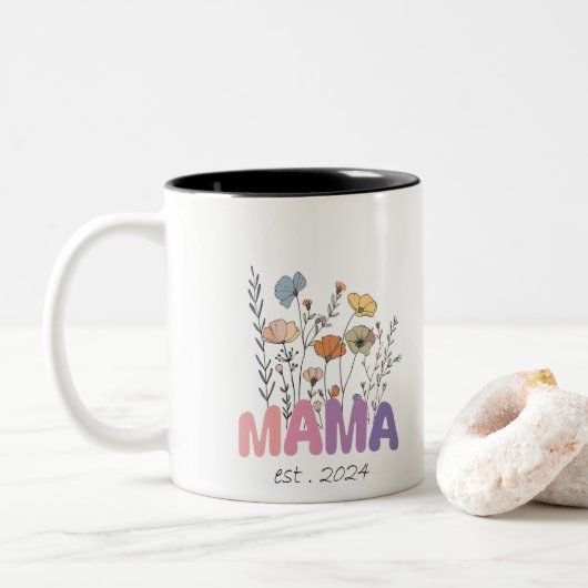 Mama Est 2024 Mothers Day ツートーンマグカップ (ドーナツ)