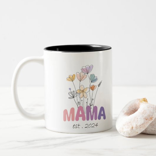 Mama Est 2024 Mothers Day ツートーンマグカップ (ドーナツ)