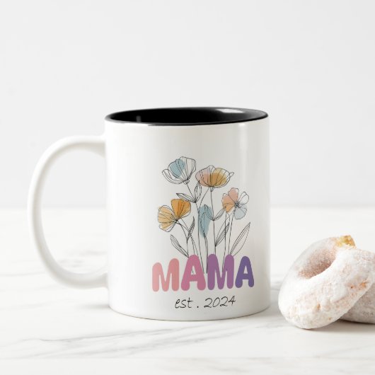 Mama Est 2024 Mothers Day ツートーンマグカップ (ドーナツ)