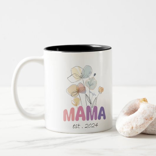 Mama Est 2024 Mothers Day ツートーンマグカップ (ドーナツ)