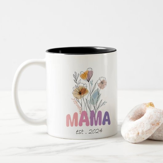 Mama Est 2024 Mothers Day ツートーンマグカップ (ドーナツ)