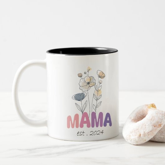 Mama Est 2024 Mothers Day ツートーンマグカップ (ドーナツ)