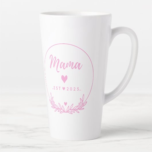 Mama Est.2025 shirt -Mother gift Pink Minimal -  カフェラテマグ (右)