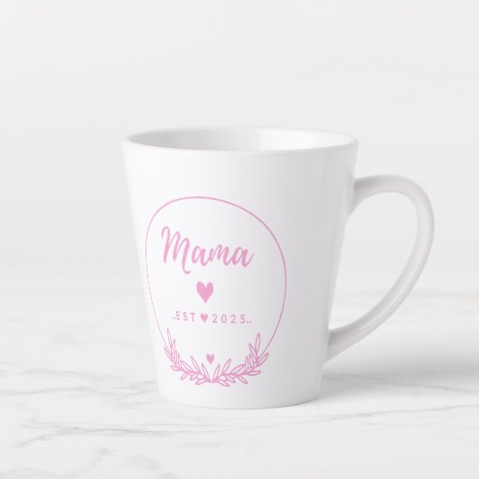 Mama Est.2025 shirt -Mother gift Pink Minimal -  カフェラテマグ (右)