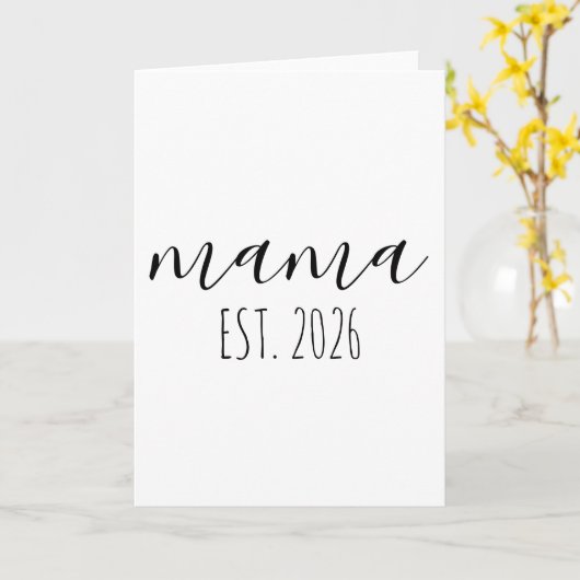 Mama Est. 2026 Mom To Be Minimalist Personalized  カード (黄色い花)