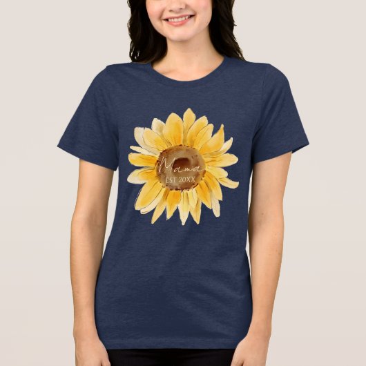Mama Est Cute Sunflower トライブレンドTシャツ (正面)