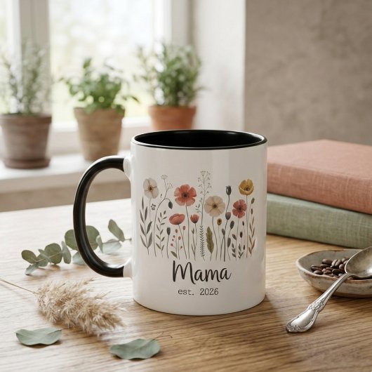 Mama Est Floral Year Botanical Wildflower Art マグカップ
