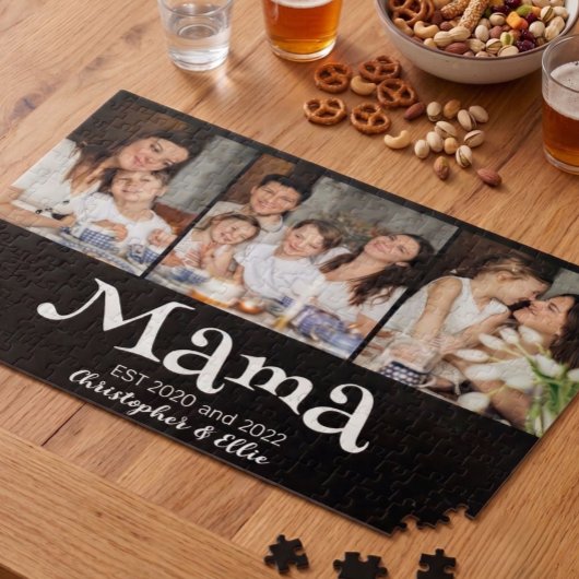 Mama Established キッズの名前 楽しいテキスト 3枚の写真 ジグソーパズル