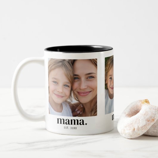 Mama Established Black 3 Photo ツートーンマグカップ (ドーナツ)