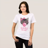 Mama Estd 2025かわいい猫 トライブレンドＴシャツ (正面全面)