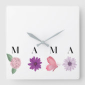 Mama Floral and  Elegant Gift for Mom スクエア壁時計 (正面)