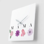 Mama Floral and  Elegant Gift for Mom スクエア壁時計 (傾斜)
