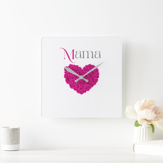 Mama Floral Beautiful Mother’s Day, Birthday Gift  スクエア壁時計 (ホーム)